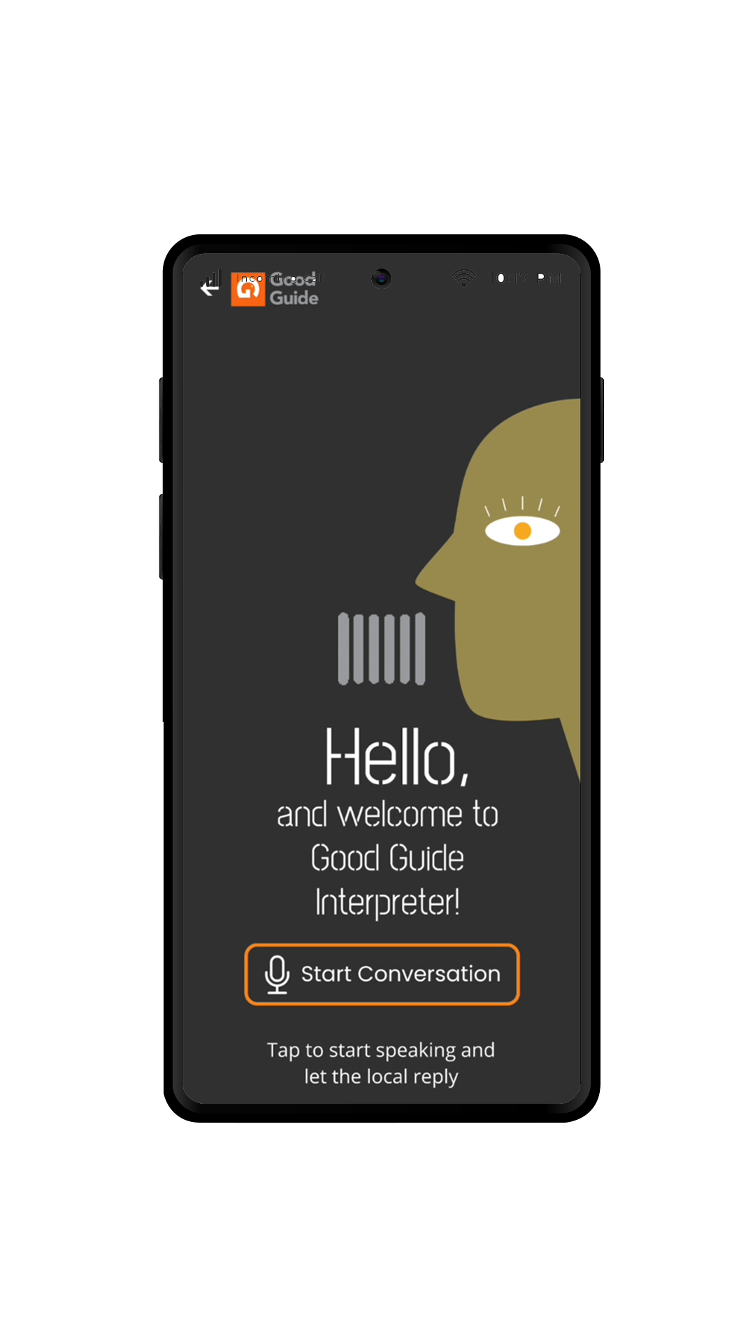 InterpreTour app welcome screen